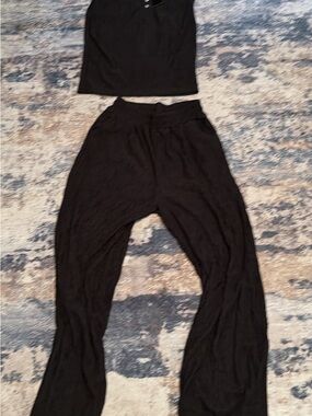 Black Women's Wide-Leg Lounge Pants